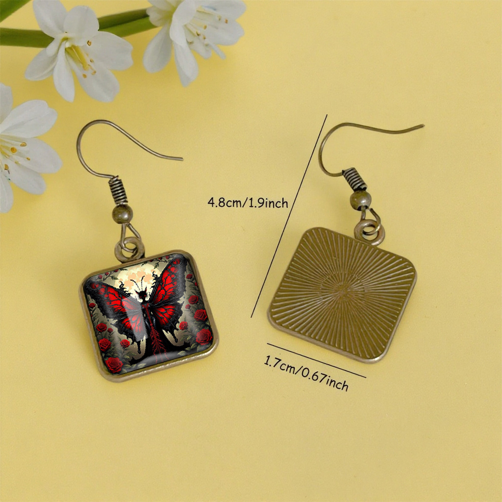 Simple Style Heart Shaped Earrings with Roses and Butterflies