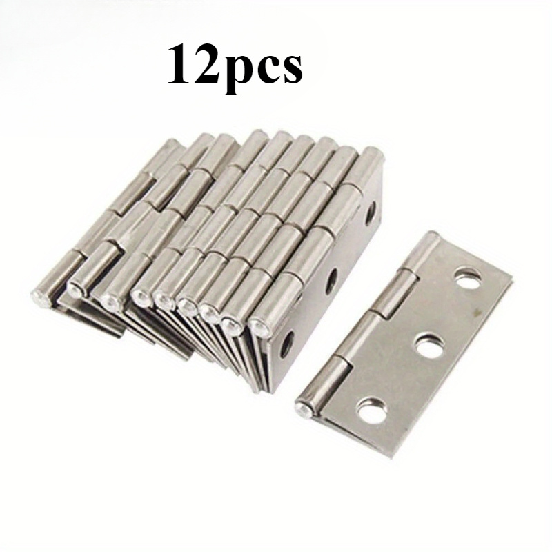 Image of 12pcs Stainless Steel Door Hinges - Door And Window Hinge, Heavy Duty, Rust Resistant, Smooth Operation, Suitable For Cabinet Doors, Windows And Wooden Boxes - Flat Design, Home Hardware