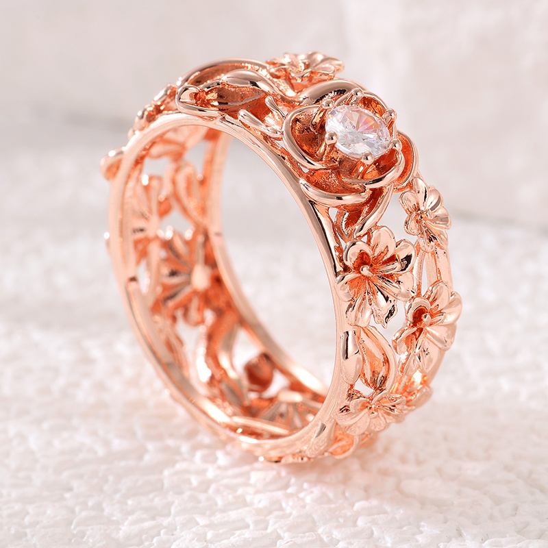 Lady Floral Vine Sculpture Design Ring for Weddings and Parties