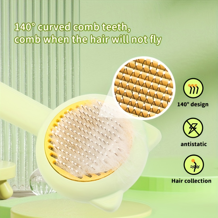 1pc Customizable Name Cat Bathing And Massage Brush - Self-Cleaning Pet Grooming Comb for Shedding, Pink And Green, Soft PP Material, Gentle on Cats, Ideal for Bathing And Hair Removal, Cat Grooming, Perfect Gift Choice