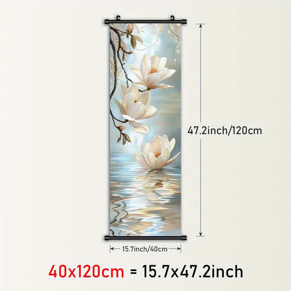 TEMU de pared 2D, 2D , 1 pieza con de plástico con temática acuática que , una impresión en de rollos de reflexión y flores de magnolia para la