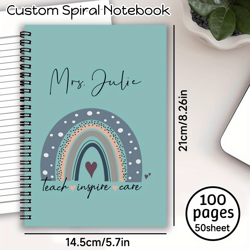 TEMU 1 Custom Spiral Notebook - Personalized Diary With Self- Name, Custom Teacher Appreciation Gift, Journal, Planner, Or Employee Gift, Educational