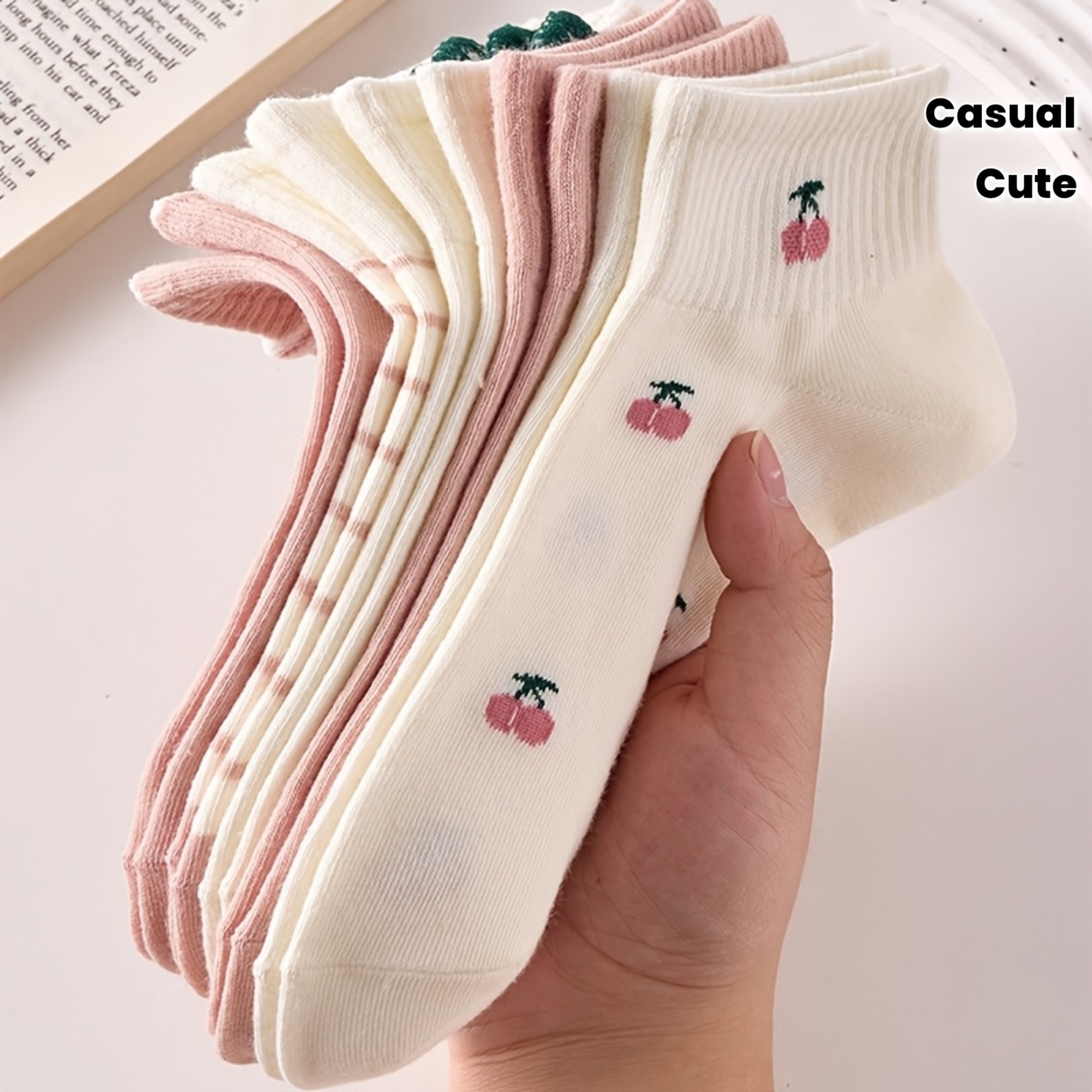 5 pair womens socks suitable for   cute   strawberry rabbit patterns breathable ribbed     machine washable   style ankle socks with all day for  