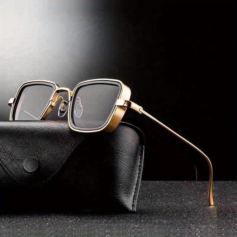 TEMU Men's Retro Square Sunglasses With Thick Metal Frame, Classic Full-rim And , Trendy And Mature Look, Uv400, Uv Protection, Heavyweight And Premium Texture, Fashionable And Professional Men