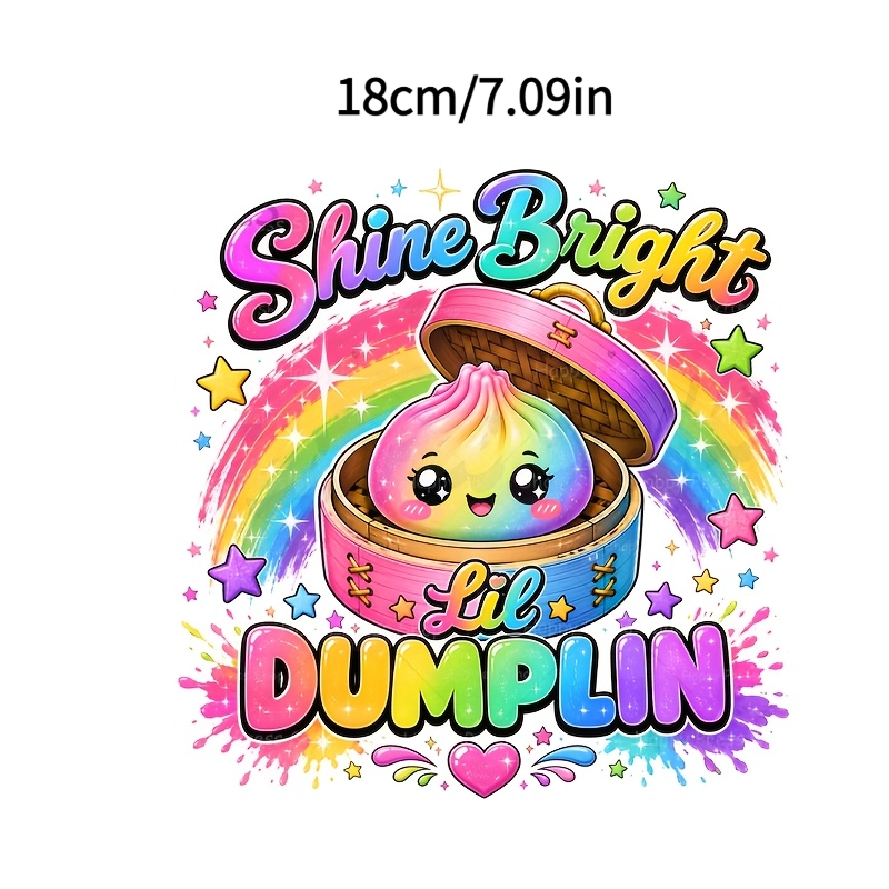 TEMU 3pcs Set Of 2d Flat Glitter Dumplings, Trendy, Pastel Heat Transfer, -on Heat Transfer Decals, Clothing Embellishments, Suitable For T-shirts,