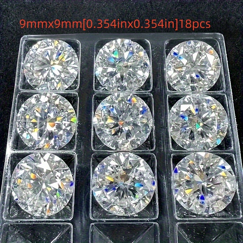 TEMU 18 piezas de gemas de calidad con corte simulado color D | Material de artesanía multifacético para collares, aretes, anillos - Ideal para
