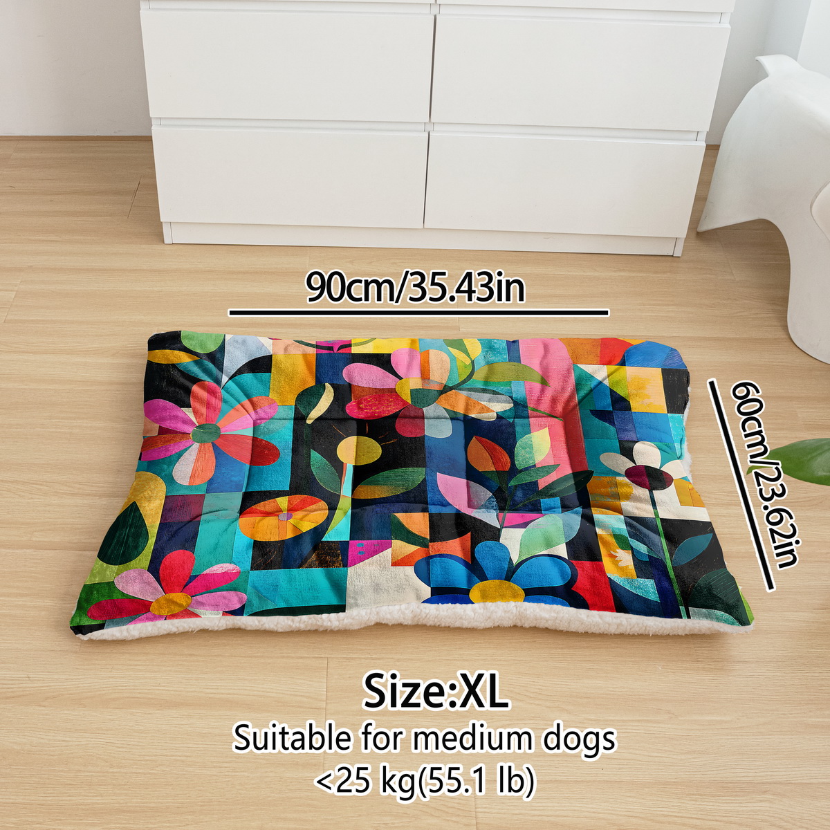 TEMU Dog Sofa For Pet Winter Large Dog Bed Medium Dogs Furniture Floral Print Soft Pet Mat Floor Pet Mattress Crate Pads For Dogs Kennel For Rabbit