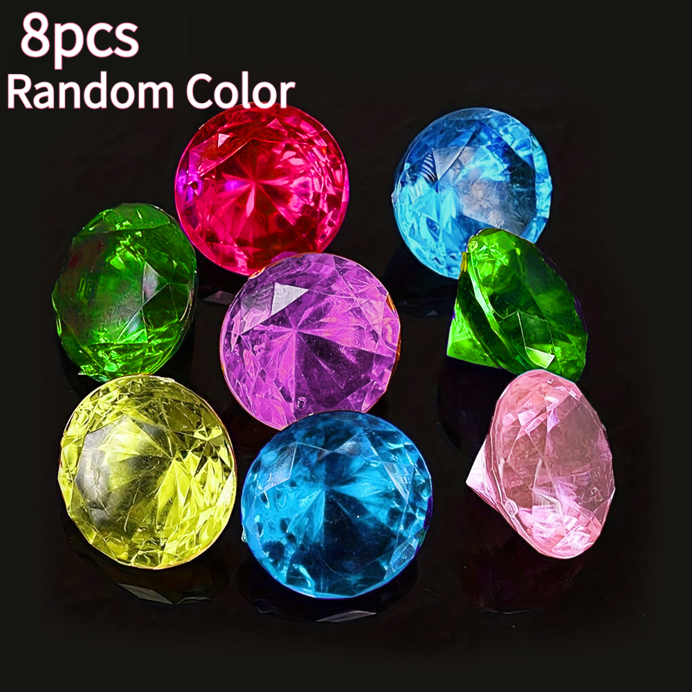 Image of Feellife 8pcs Large Acrylic Diamond Gems, , Smooth, Bright | Ideal For Pirate Treasure Hunt, Birthdays, Halloween, Wedding Favors | Gift Fillers & Beach Toys For Kids Ages 3+ ( ) Random Color