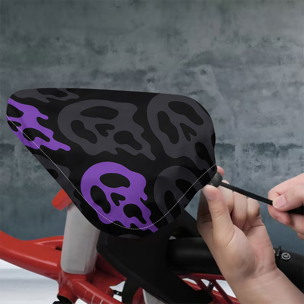 TEMU 1 pz, Coprisedile per bicicletta con stampa viola a , Cuscinetto per e divertente, Elasticit� regolabile, Tessuto in poliestere resistente,