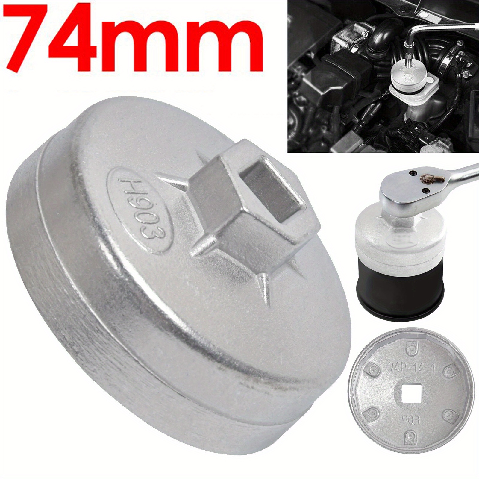 1x 74mm 14 Flutes Remover For Oil Filter Wrench Socket Cap Tool