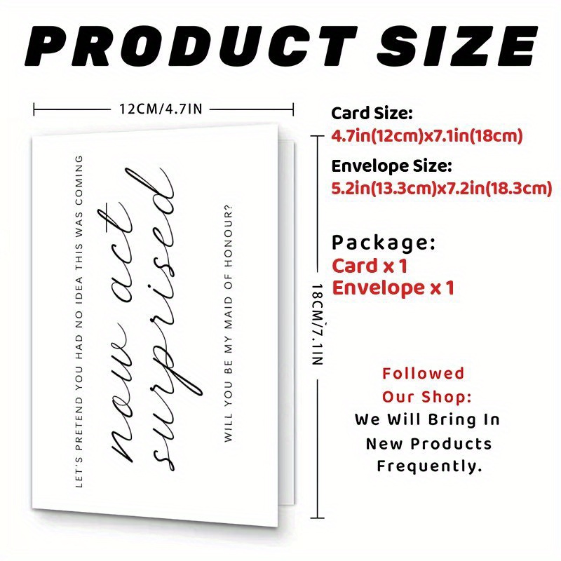 TEMU [party Invitations]1pc Of A Stylish White Card For Proposing To Bridesmaids, If Your Bridesmaid Or Maid Of Honor, A Gift For Officiants, For The