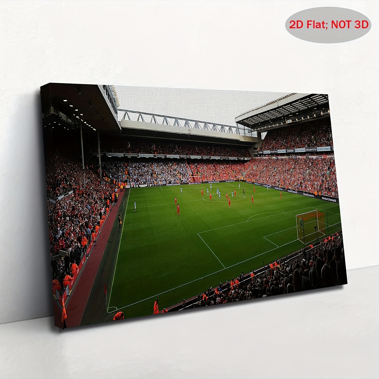 TEMU Soccer Event 2026 - 2d Flat, 2d Flat, 1pc, Stadium Canvas Painting - Vintage Experience With Players, Ready-to-hang Football Decor Poster Print