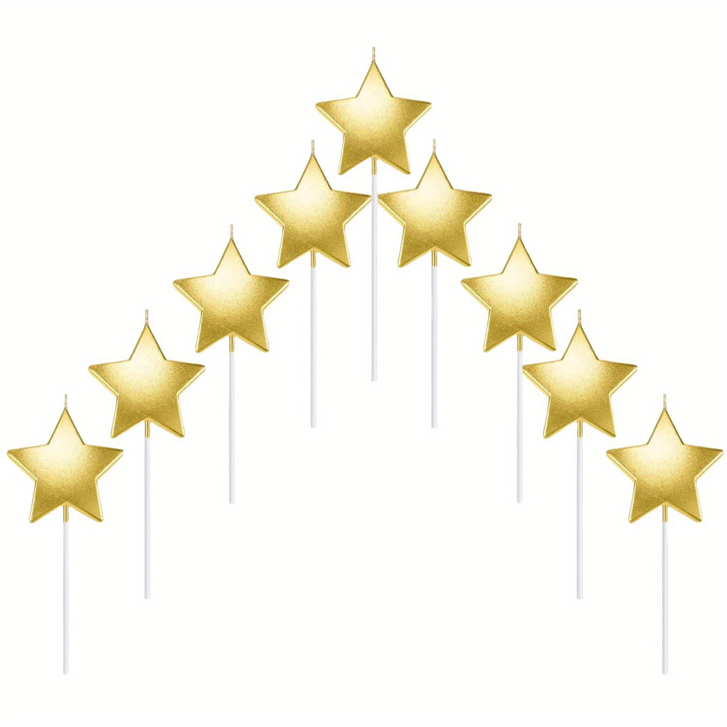 Image of 9pcs Cute Star Birthday Candles Golden And Silvery Cake Candle Toppers For Party Wedding Cake Decoration Supplies Cute Birthday Decorations