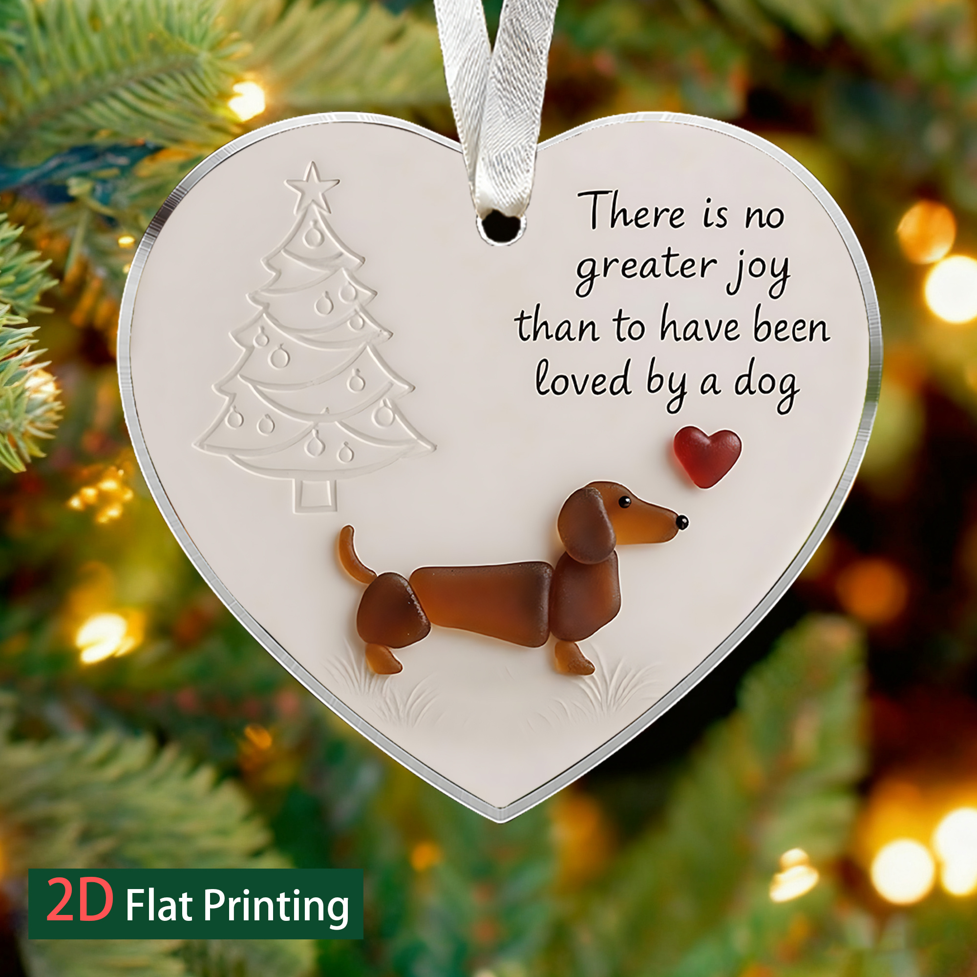 TEMU 2d Flat - A 2d Flat Acrylic Ornament Shaped Like A Heart, Celebrating By A Dog. This Christmas Gift Is Perfect For Commemorating And A Wonderful