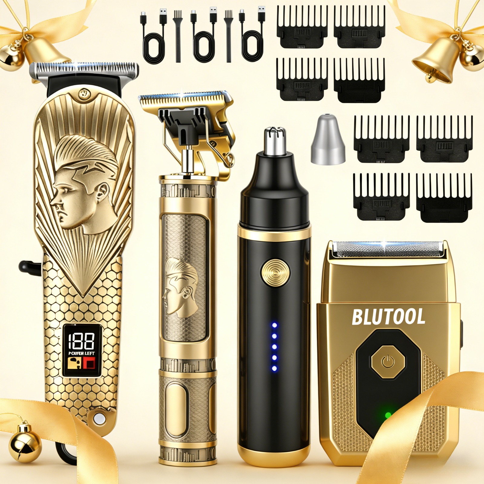 TEMU Mens Hair Clippers Set 2/4pcs, Cordless Beard Trimmer, Rechargeable Professional Hair Cutting Kit, Rechargeable Beard Trimmer Grooming Kit For