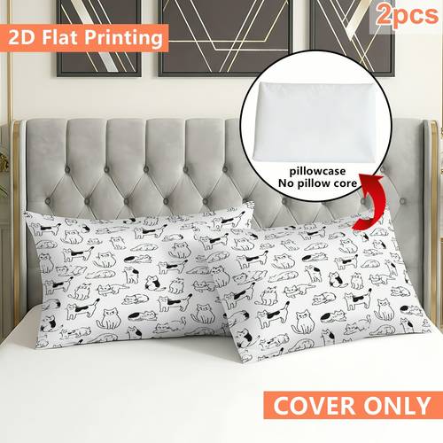 2d flat 2pcs black and white line art printed pillowcases pillow inserts not included home decor pillow core not included decorative pillow covers for bed sofa bedroom styling
