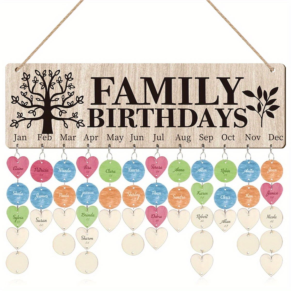 TEMU 2d Flat, 1 Set Of Modern Minimalist Wooden Birthday Reminder Wall Decor, Featuring Tree Of , Serving As Family Calendar And Photo Wall