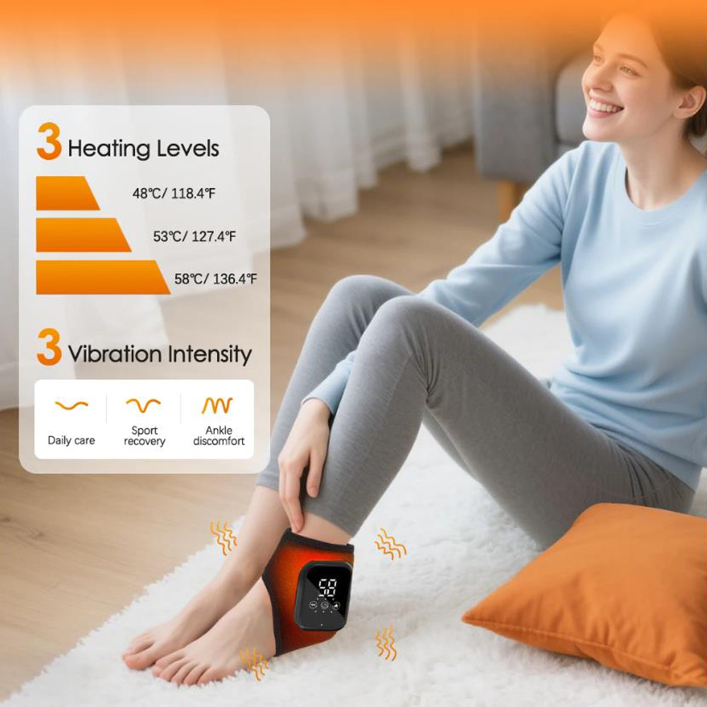 Two Portable USB Charging Ankle Massagers, Easy to Use, Featuring an LCD Display, Timing Vibration, And Temperature Sensing Functions, Making Them Suitable Gifts for Friends And The Elderly.