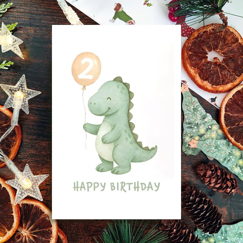 E-shop Humorvolle Dinosaurier-Karte für ein 2. Geburtstag, toll für Weihnachten, ideales Geschenk für Freunde, Geschwister oder, mit einem zufällig