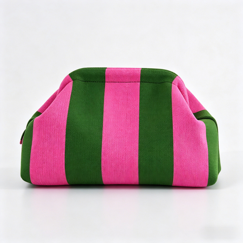 TEMU Striped Woven Dumpling Bag Women's Summer Beach Vacation Bag Crochet Evening Handbag Clutch For Music Festival Cosmetic Toiletry Bag