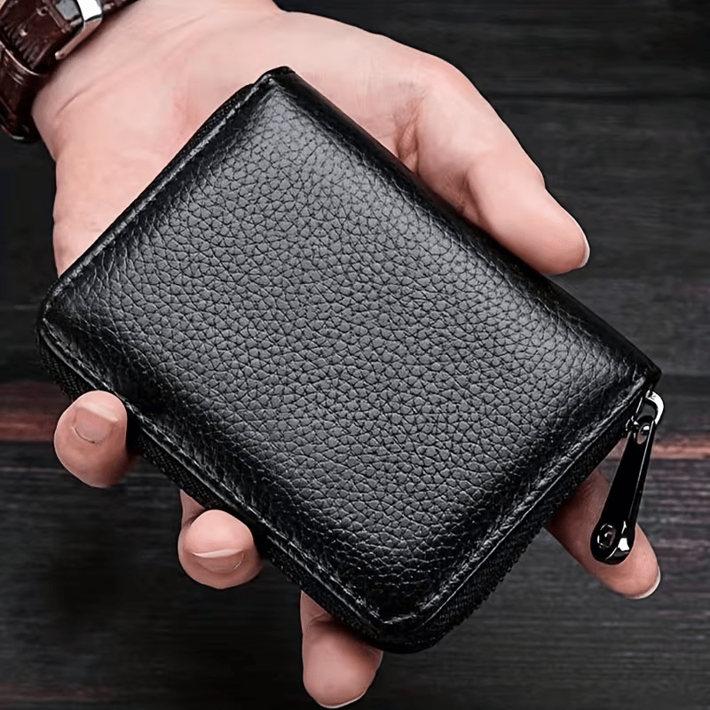 TEMU Women's Rfid-blocking Wallet With 20 Card Slots & 2 Id Windows - Zipper Lock Premium Faux Leather Credit Card Holder | Nfc Protected,
