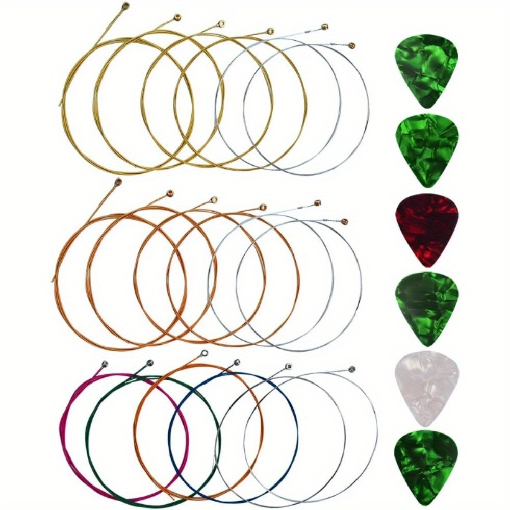 TEMU Guitar Strings With 6 Picks 3 Sets Of 6 Acoustic Guitar Kit Guitar Strings Replacement Steel String For Beginners TEMU Guitar Strings With 6 Picks 3 Sets Of 6 Acoustic Guitar Kit Guitar Strings Replacement Steel String For Beginners