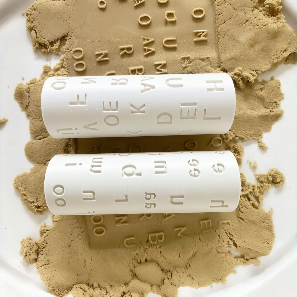 TEMU 2 rodillos de arcilla con impresas y manuscritas, herramienta de estampado de plástico duradera, adecuado para texturas de arcilla y cerámica,