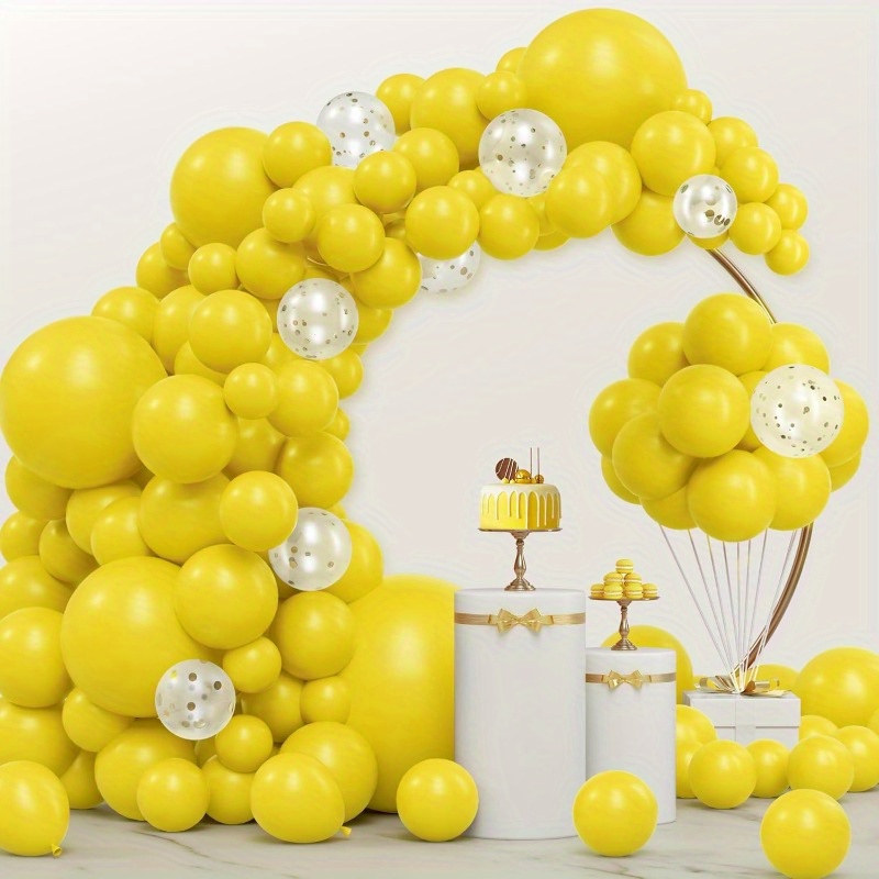 TEMU Syncfun 150pcs Yellow Balloons, Different Sizes 18 12 10 5 Inch Yellow Latex Balloon Arch Kit With For Birthday Party Graduation Wedding Holiday