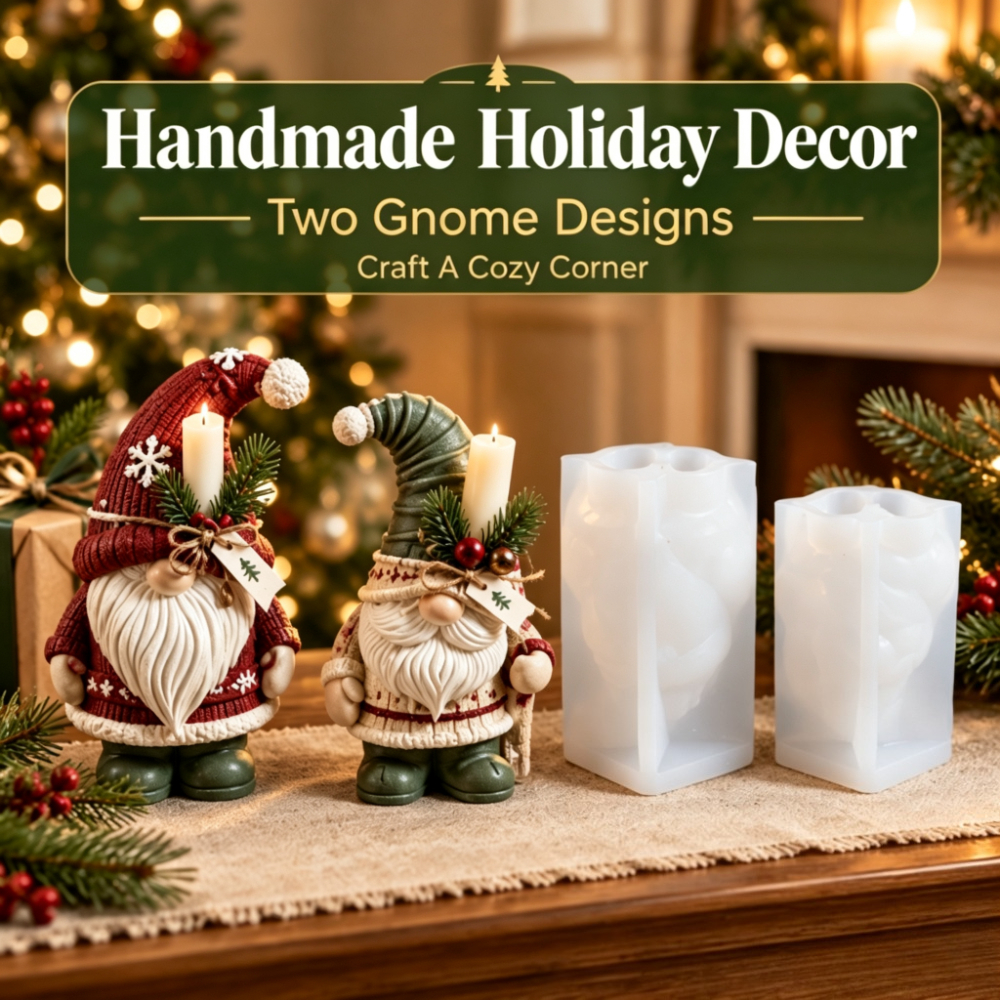Image of 2pcs Gnome Silicone Molds For Resin Casting, Christmas Dwarf Figurine Epoxy Resin Moulds, Diy Xmas Home Tabletop Decor Ornament Making Molds, Holiday Craft Supplies For Christmas Decorations