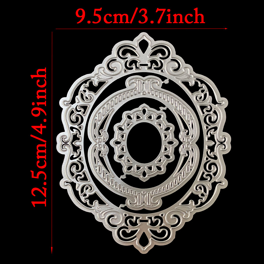 TEMU New Oval Lace Background Frame Metal Cutting Dies For Diy Scrapbooking Album Card Making Paper Craft