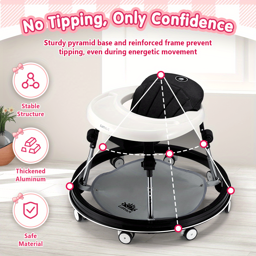 Playpals 3-IN-1 Baby Walker Adjustable Stroller Kids Ride On Toy Black, Stroller for Baby, Ride On Car, Stroller, Mobility, Compact Design, Lightweight Stroller, Durable Construction, Sturdy Frame, Push Walker, Toy For Old, Baby Toy - Image 3