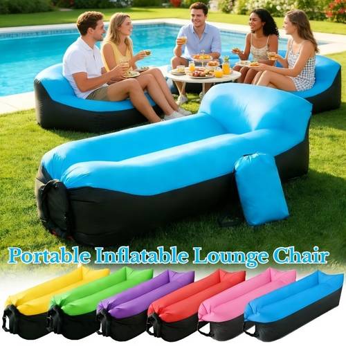 Outdoor Inflatable Sofa Chair with Storage Bag, Portable Inflatable Sofa Mattress, Inflatable Chair with Raised Headrest, Easy Setup, Camping Beach Hiking Travel