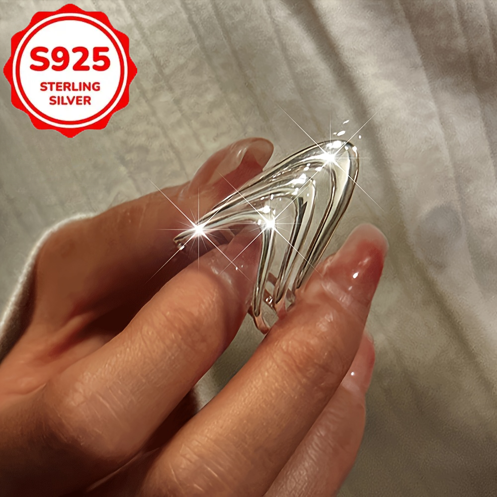 Stylish Adjustable Layered Ring of S925 Silver