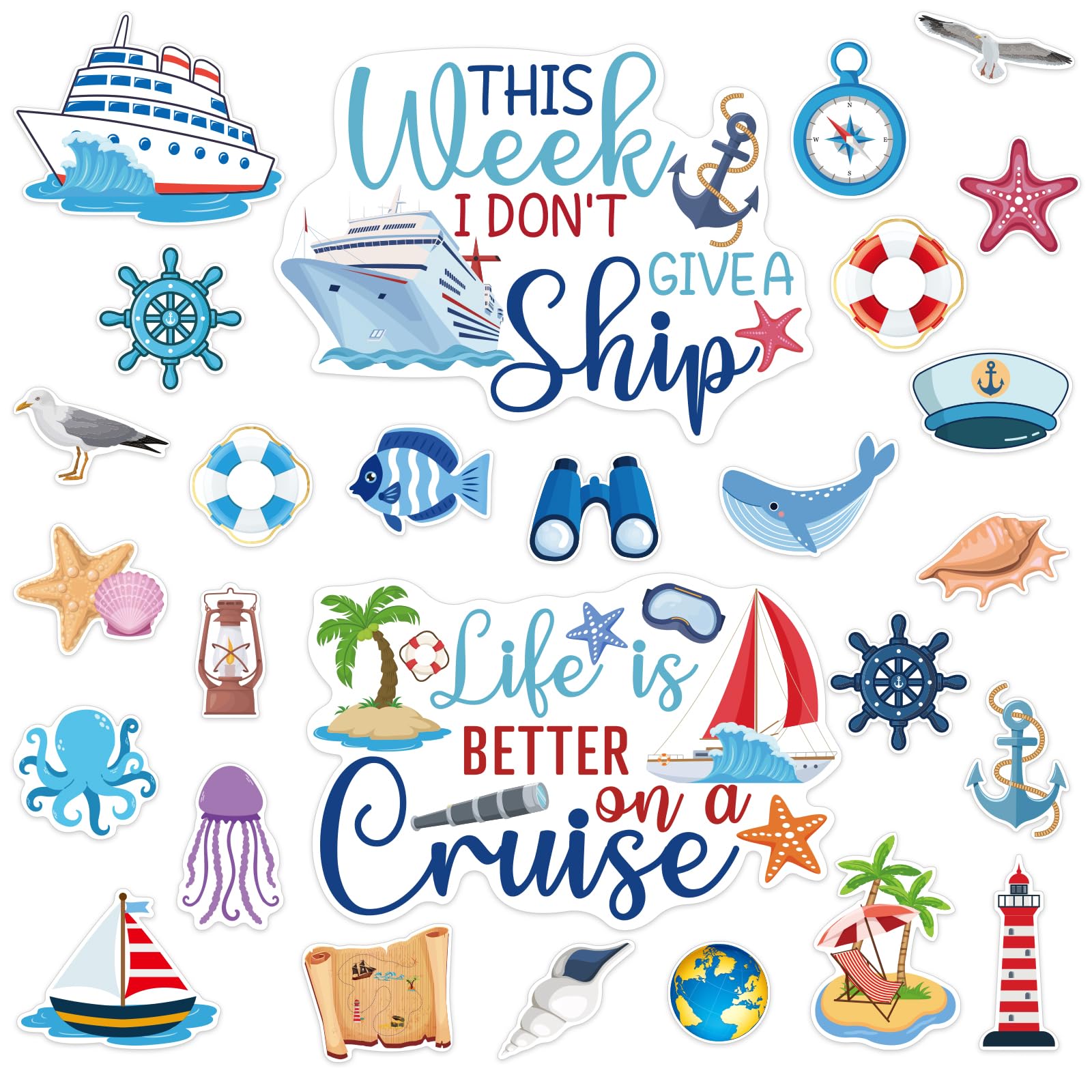 TEMU 27pcs Of Cruise Ship Cabin Door Magnetic Decorative Stickers, Large Nautical Style Ship Magnetic Stickers, Reusable Fun Cruise Carnival Cabin