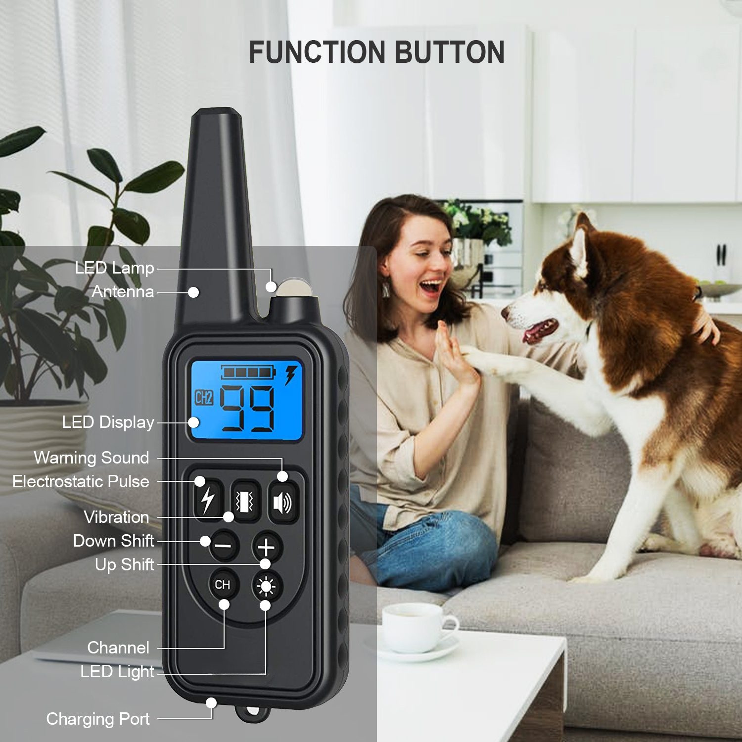 remote controlled electronic collar 2600   remote electric shock collar with 3   vibration   electric shock can   train all breeds of dogs Product details 1