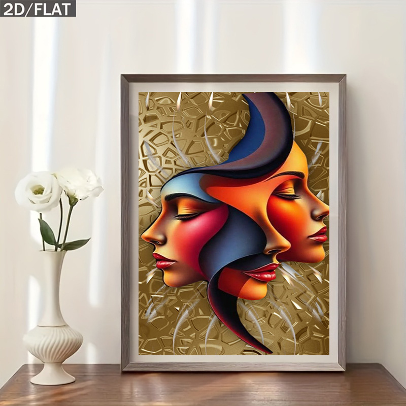 TEMU Peinture Diamant 5D à Soi- - Impression Plate 2D 1 pièce, Une , Ombres, Froide et Chaude, Ensemble de Peinture Décorative Diamant Cadre, Parfait