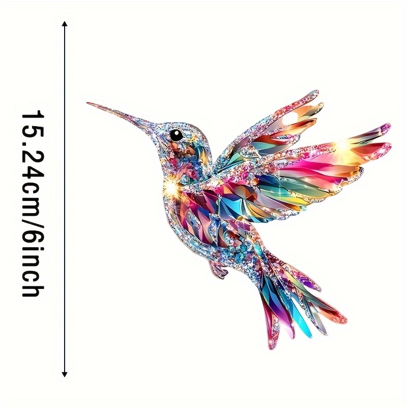 Image of 1pc Vibrant Hummingbird Vinyl Sticker - Sparkling Multicolor Design, Self-adhesive Decal For Cars, Laptops, Bottles, Phones, Windows, Walls & Cups, Bird| Decal