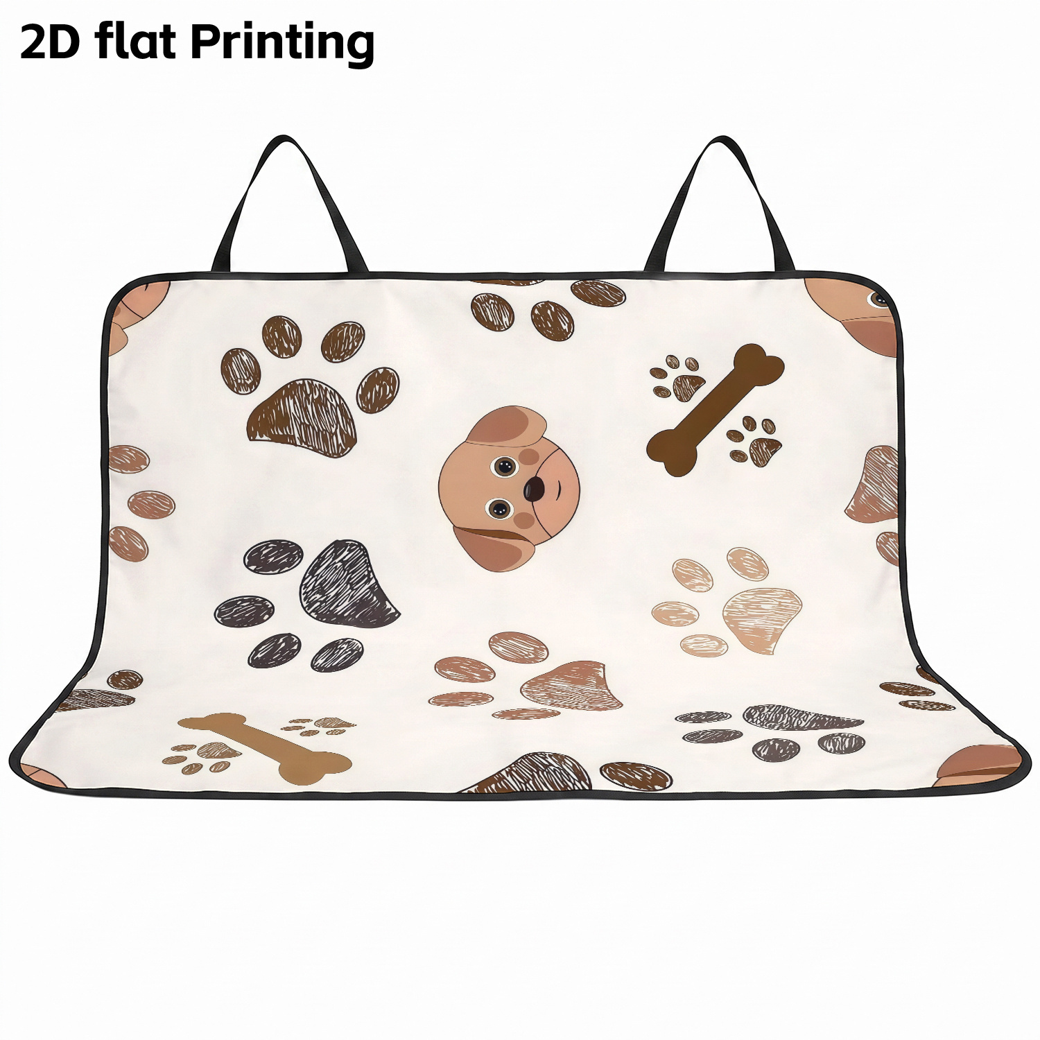 TEMU 1 Housse de siège auto pour animaux de compagnie avec de patte de dessin animé plat 2D, protecteur de siège arrière de voiture, tapis de voyage
