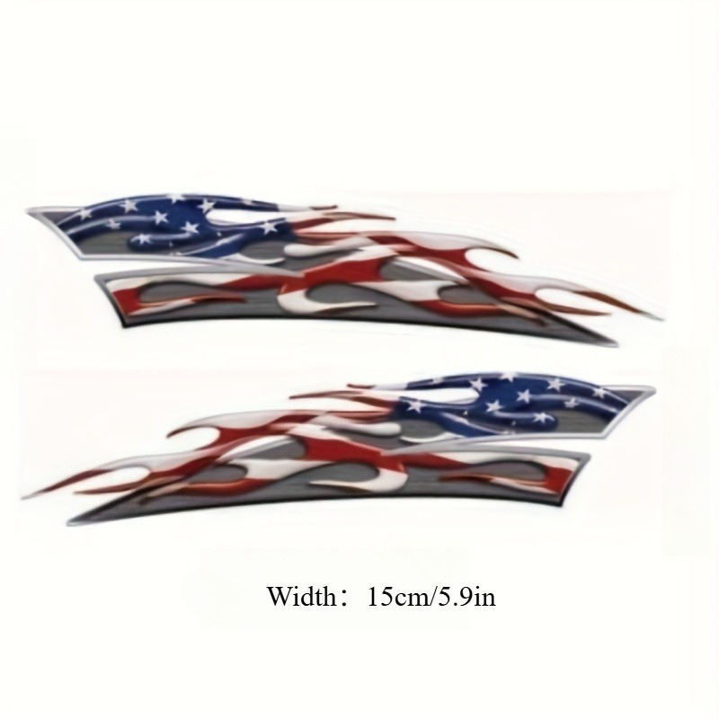 TEMU Set Of 2 American Flag Car Stickers - Vinyl Decals For Motorcycles - Waterproof And Sun Resistant Durable Pvc - Self-adhesive For Exterior Use -