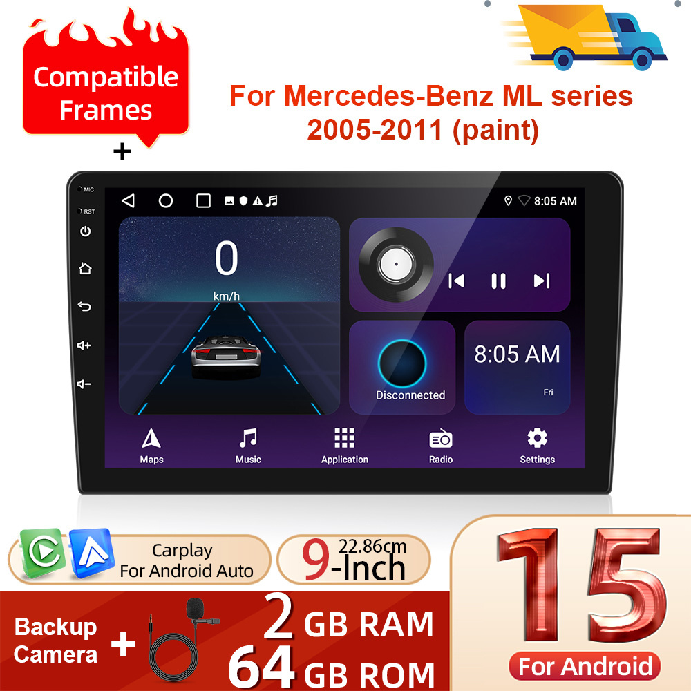 Image of [2g+64g] 15 For Mercedes-benz 2005-2011 (frame Included) Double Din Car Stereo With Auto, Podofo 9 Inch Touch Screen 2 Din Car Radio With