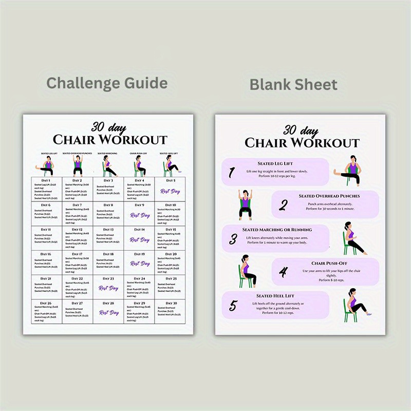 TEMU Poster For -day Chair , Including A Chair Yoga Manual, Exercise Guide, Chair , Summer Fitness Routine, Chair Stretching, And A Set Of 2, 8x10 Inch Unframed Prints