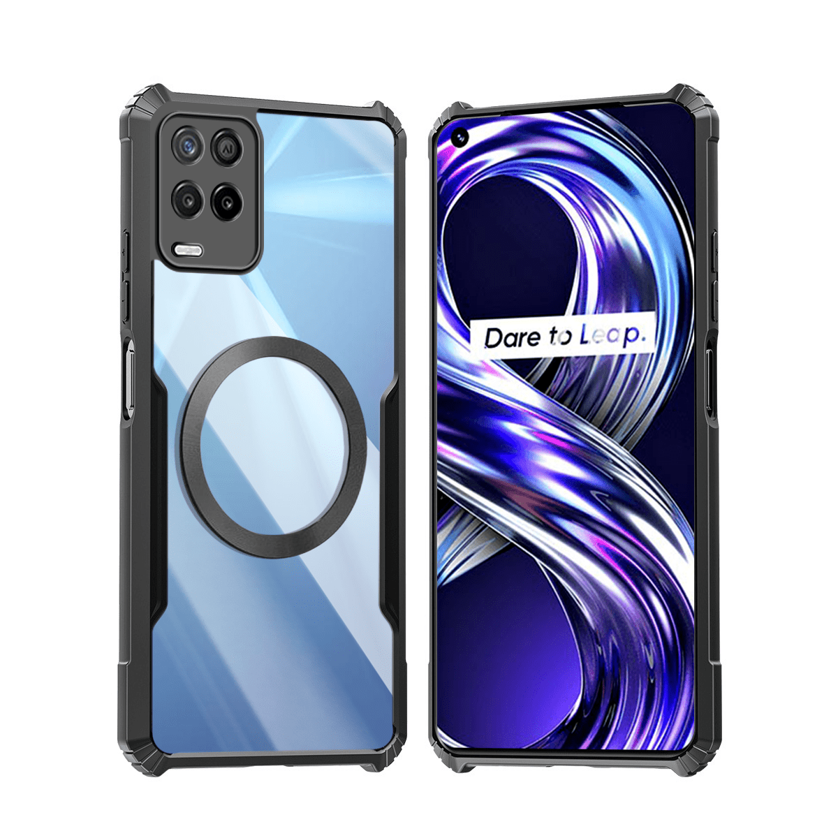 TEMU Чохол для телефону - Чохли для Realme 8 4G та 8 Pro 4G з магнітною прив'язкою, протиударним м'яким чохлом та прозорою акриловою задньою кришкою