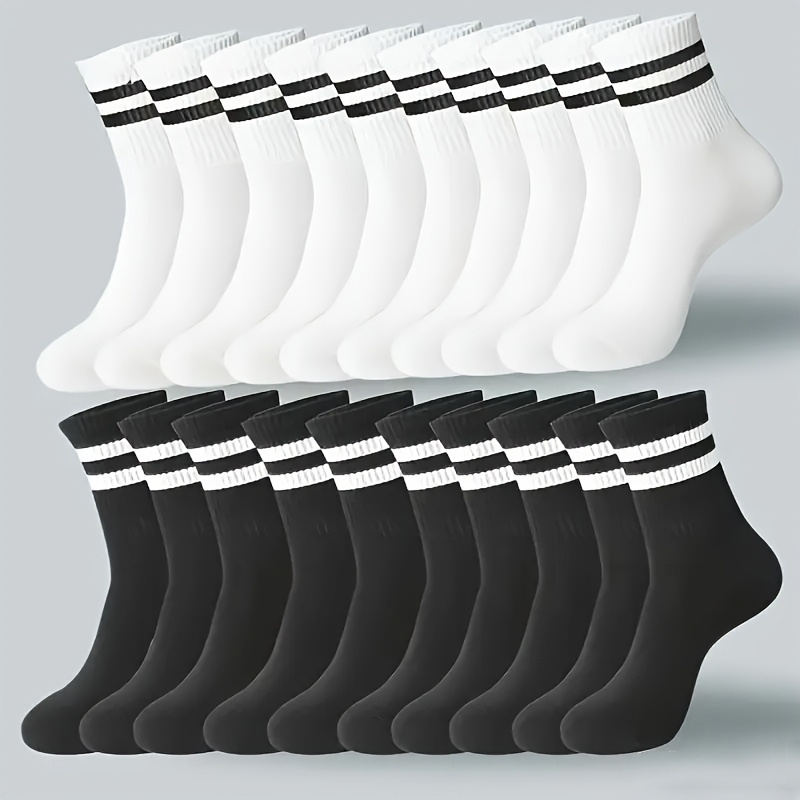 TEMU 10 Pairs Of Striped Stockings, Suitable For Men And Women - Versatile Socks For Casual Sports