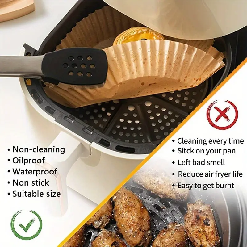 125pcs air fryer liners nonstick, oilproof, waterproof, food grade parchment paper - pre-cut 8x8 inch square sheets, surface for easy , compatible with air fryer, oven, microwave, deep fryer - ideal for home, restaurants, parties, commercial kitchens - disposable baking sheets, kitchen essentials, practical kitchenware, oilproof liner Product details 2