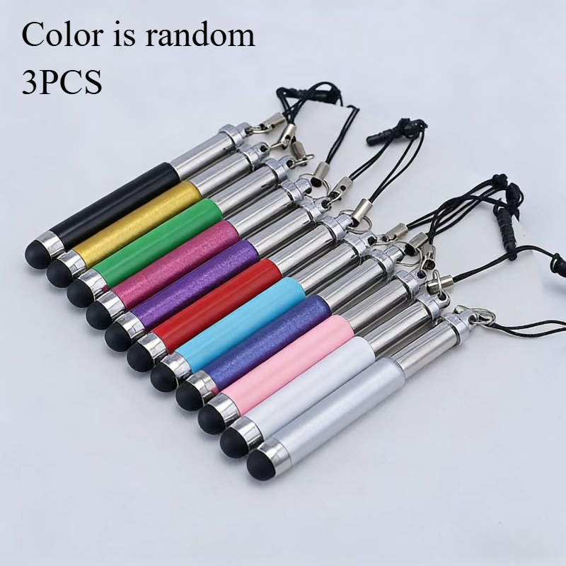 TEMU 3pcs Set, Random 10 Colors: Black, White, Silvery, Pink, Blue, Red, Purple, Orange, Yellow, Green. Retractable High-sensitivity Mini Touchscreen