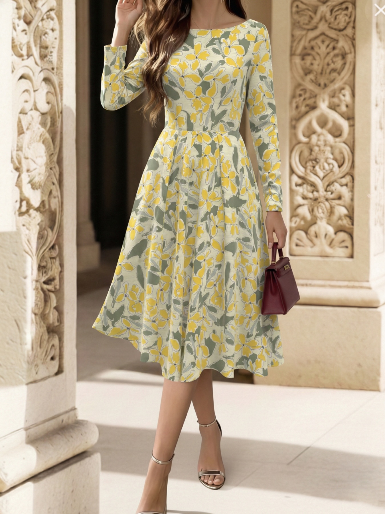 long sleeve spring dresses for women sold on Temu United States