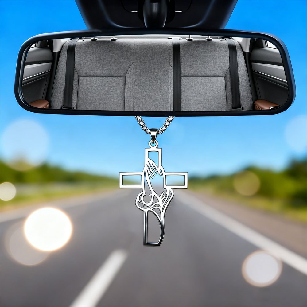 Christ Cross Pendant Made Of Stainless Steel For Car Hanging Decoration - , A Religious Charm For , Perfect For Adorning The Interior Of A Vehicle