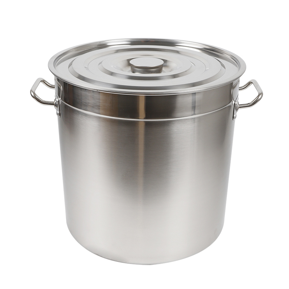 1pc Silvery 201stainless Steel Bucket With Lid, 70l/74qt Capacity, Multi-functional And Bucket