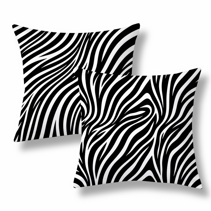 TEMU 2pcs Modern Throw Pillow Covers, Decorative Cushion Cases, , Black , Versatile Pillow Shams For Sofa, Couch, Bedroom Bed, Chair, Office, New