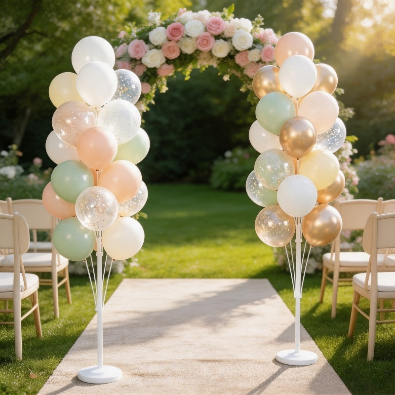 TEMU 2-pack Balloon Tower Stand Set, 155cm & 185cm Tall Floor Balloon Holders With Water-filled Weighted Bases, Reusable Balloon Display Rack For